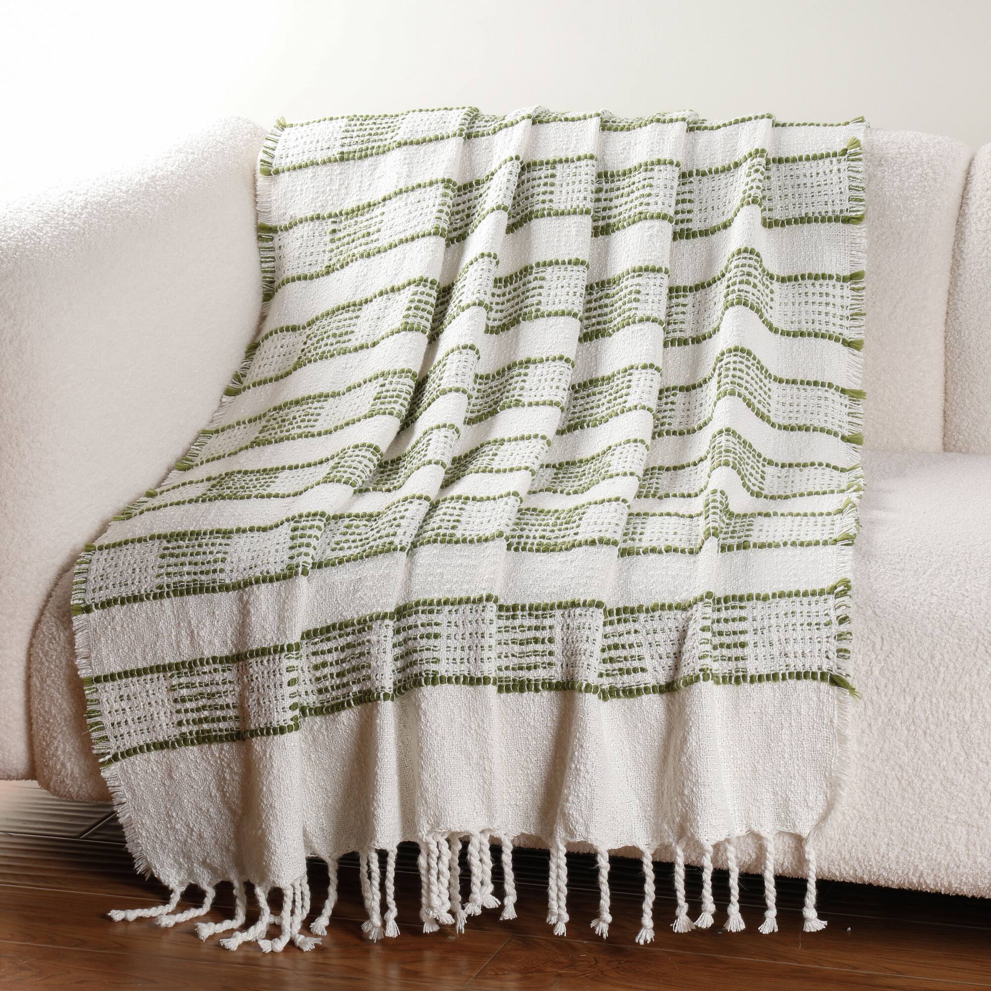 50" x 60" Green & White Throw Blanket by Ashland®